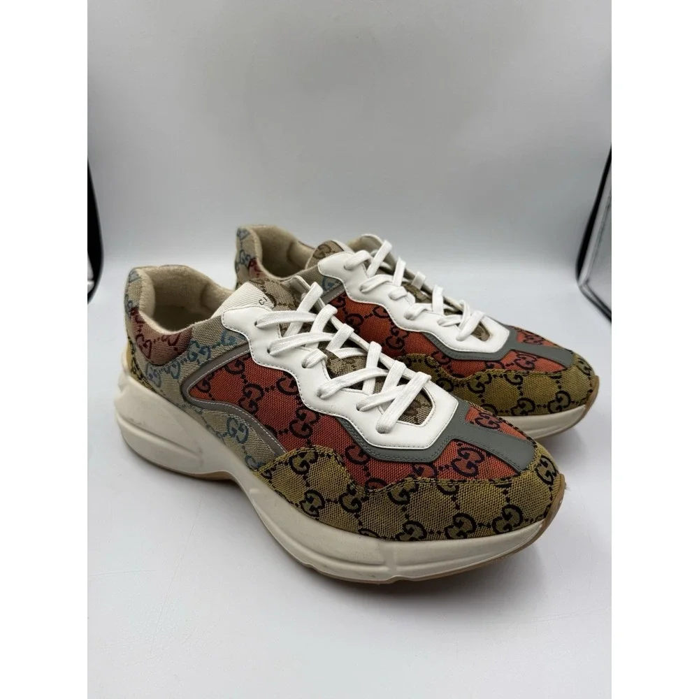 Gucci Rhyton GG Sneakers US 11.5 Multi Monogram Canvas Low Top Runners